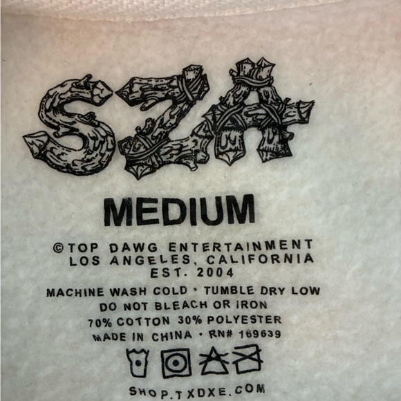 SZA SOS Bug Grand National Tour Crewneck Sweatshirt Size Medium Cream Color - Picture 9 of 9